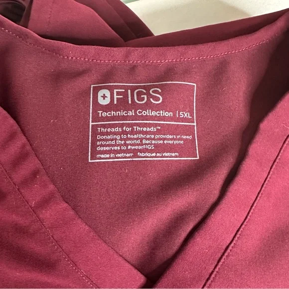 Figs Deep burgundy scrub set medical career vet office wear size 5XL - Picture 4 of 4